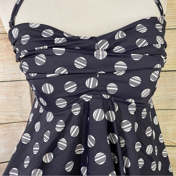 INC polka dot halter tankini top Size 8 navy/blue - Picture 6 of 12